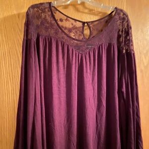 Lane Bryant Long Sleeve Fall Shirt Lace